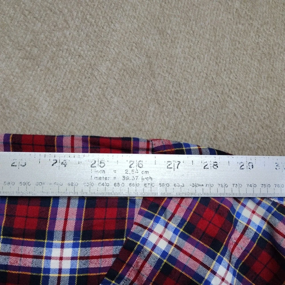 Ralph Lauren Button Down Shirt Mens Large Red Plaid Excellent Cotton Long Sleeve